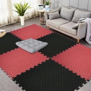 Thảm Xốp Ghép Trải Sàn 60x60cm Miếng Ghép Đỏ Gạch Vân LáThảm Xốp Ghép Trải Sàn 60x60cm Miếng Ghép Đỏ Gạch Vân Lá