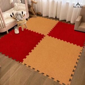 Thảm Xốp Nỉ Ghép Trải Sàn 60x60cm Đỏ Be Họa TiếtThảm Xốp Nỉ Ghép Trải Sàn 60x 60cm Đỏ Be Họa Tiết