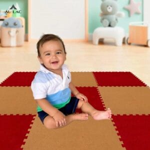 Thảm Nỉ 40x40cm, 50x50cm, 60x60cm Dày 6mm Âu LạcThảm Nỉ Ghép Trải Sàn 40x40cm Trải Sàn Đỏ Be Hoa Nổi