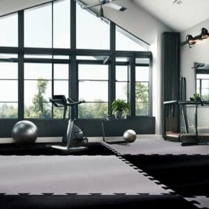 Thảm Tập Gym 1x1mx3cm Đen – Xám 2 MặtThảm Tập Gym 1mx1mx3cm Eva Đen – Xám 2 Mặt